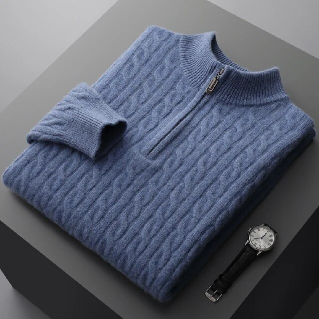 Alfonso | 100% Cashmere Fabric Half Zip