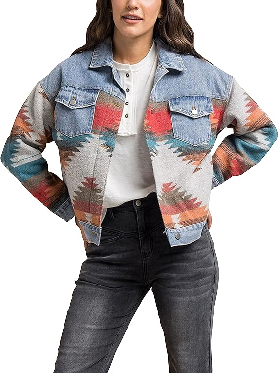 WesternFloral™ Denim Shacket