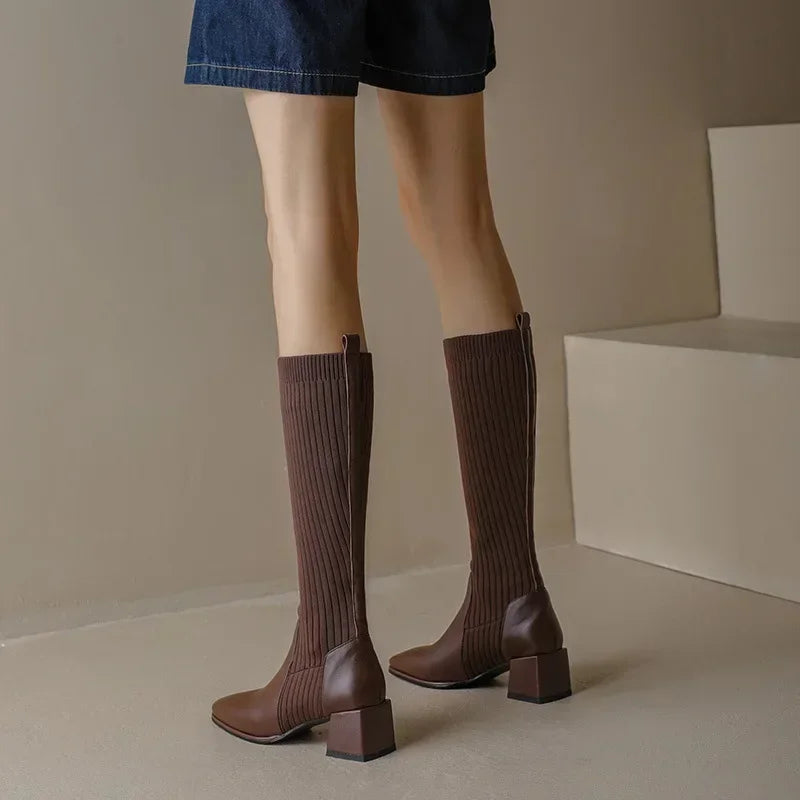 Roos - Stylish knitted long winter boots