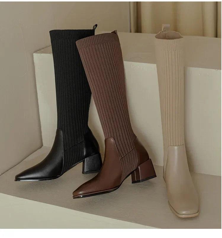 Roos - Stylish knitted long winter boots