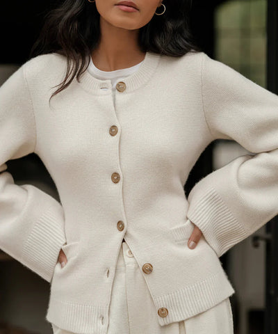 Margery™ | Elegant wool cardigan with button placket